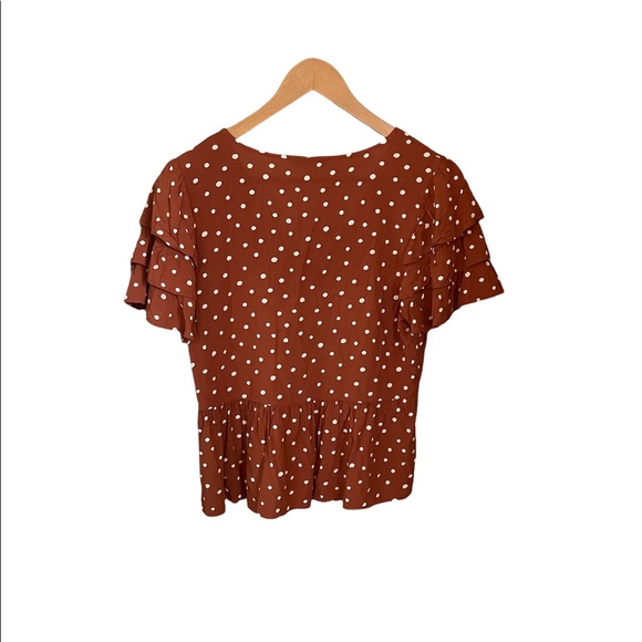 Madewell Tiered-Sleeve Peplum Top in Inkspot Dot - Picture 5 of 8